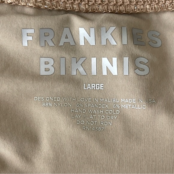 Frankie’s Bikinis Cheeky Bottoms Thong Tan Gold Metallic Size L New - Picture 4 of 4
